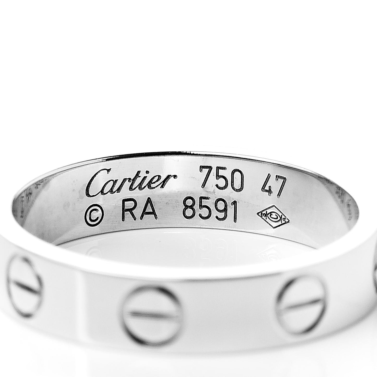 18K White Gold 3.5mm LOVE Wedding Band Ring 47 4