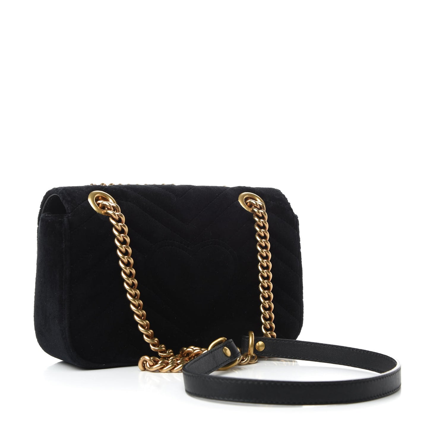 Velvet Matelasse Embroidered Mini GG Marmont Shoulder Bag Black