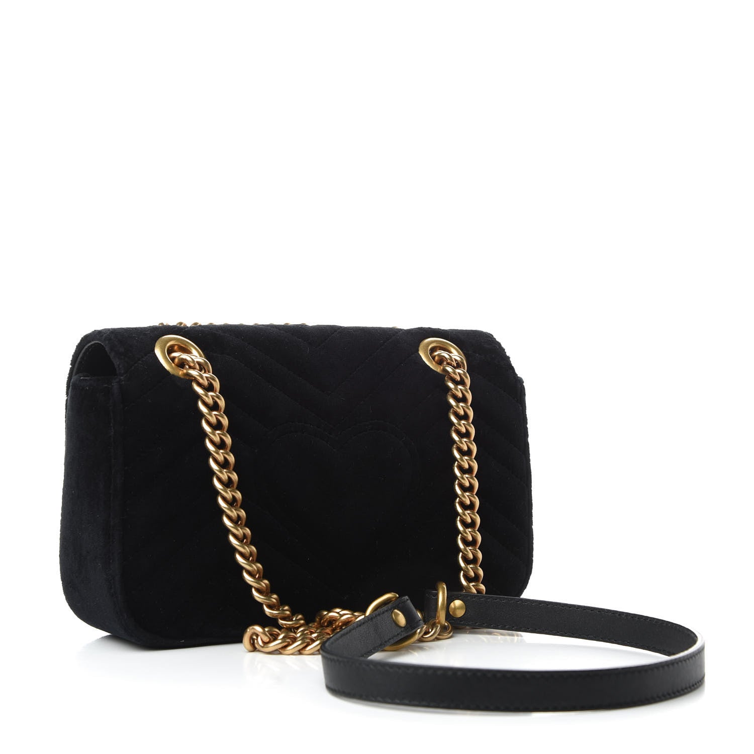 Gucci Velvet Matelasse Embroidered Mini GG Marmont Shoulder Bag Black 4 of 10