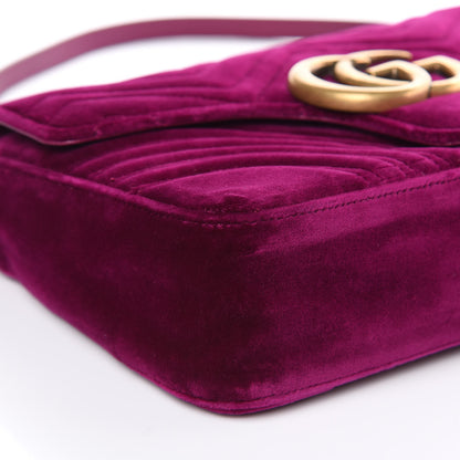 Gucci Velvet Matelasse Medium GG Marmont Shoulder Bag Fuchsia Violet Cyclamen 8 of 10
