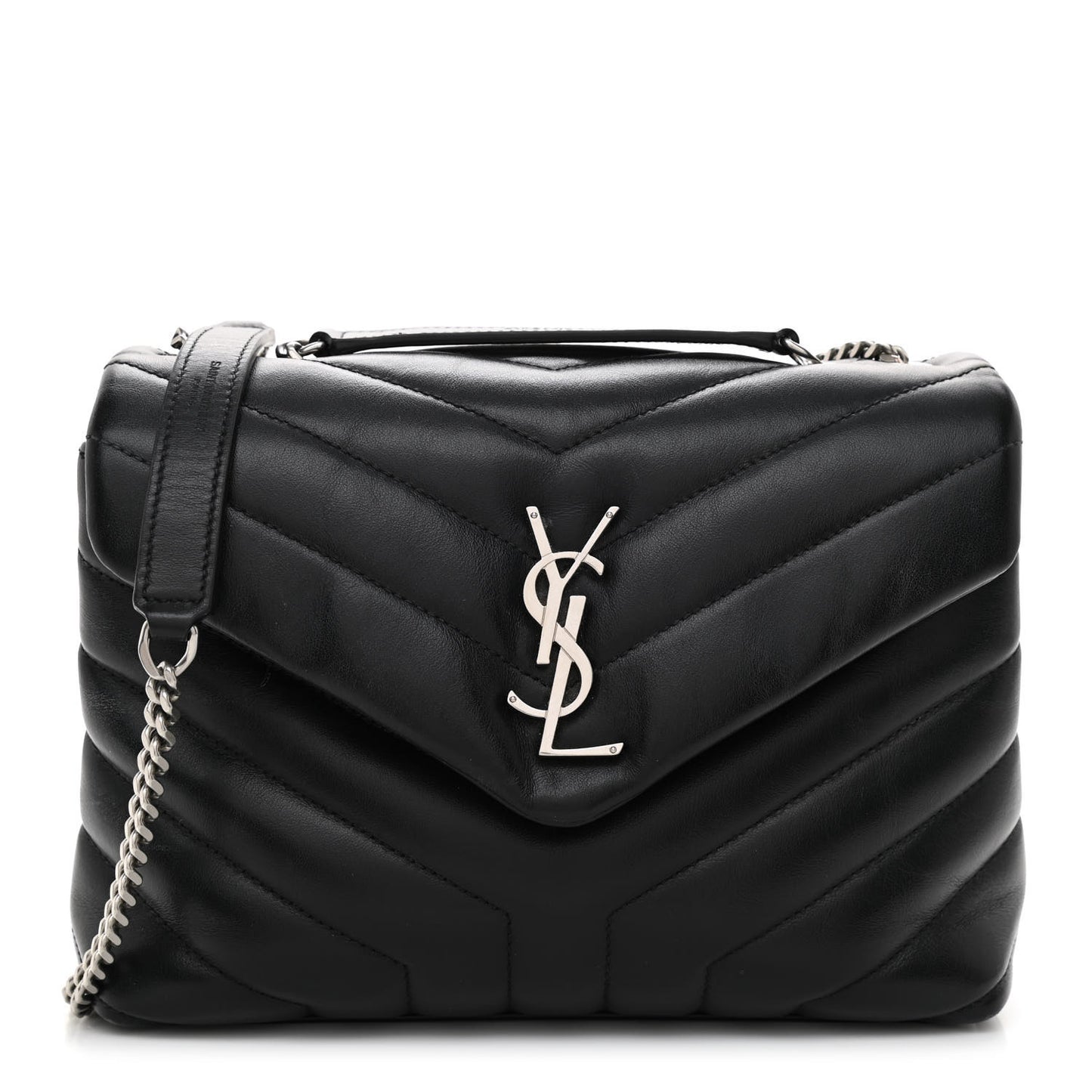 Calfskin Y Quilted Monogram Small Loulou Chain Satchel Black