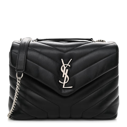 Saint Laurent Calfskin Y Quilted Monogram Small Loulou Chain Satchel Black 1 of 11