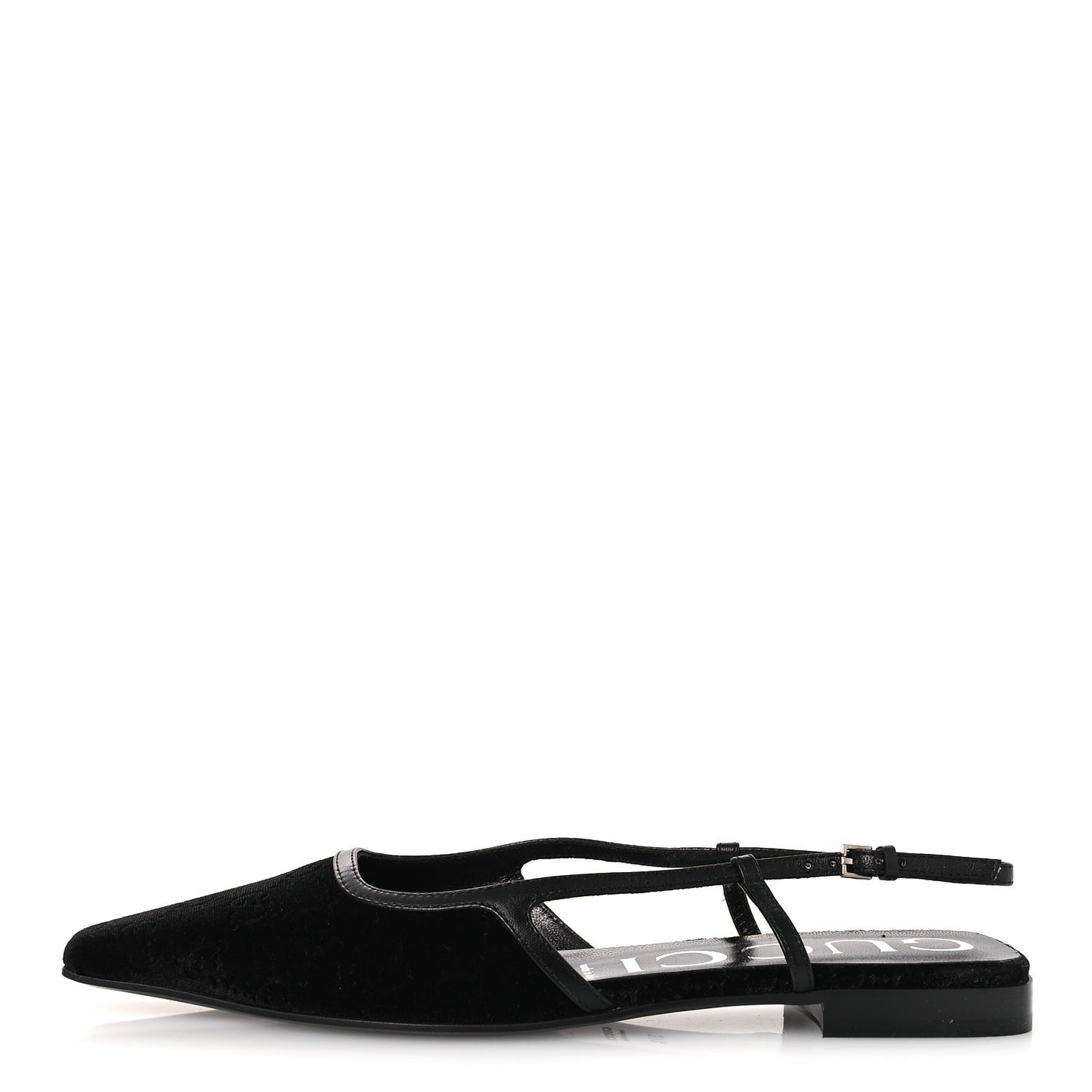 Velvet GG Monogram Slingback Ballet Flats 37.5 Black