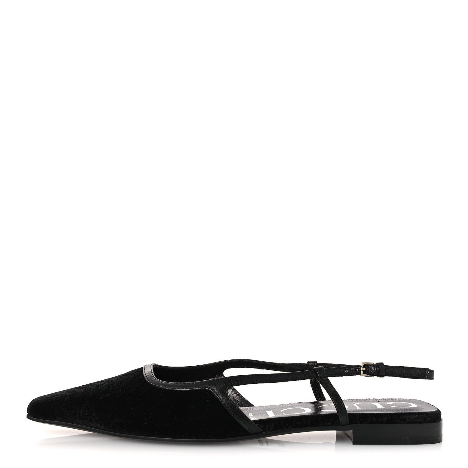 Gucci Velvet GG Monogram Slingback Ballet Flats 37.5 Black 1 of 11