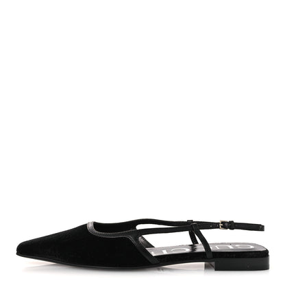 Gucci Velvet GG Monogram Slingback Ballet Flats 37.5 Black 1 of 11