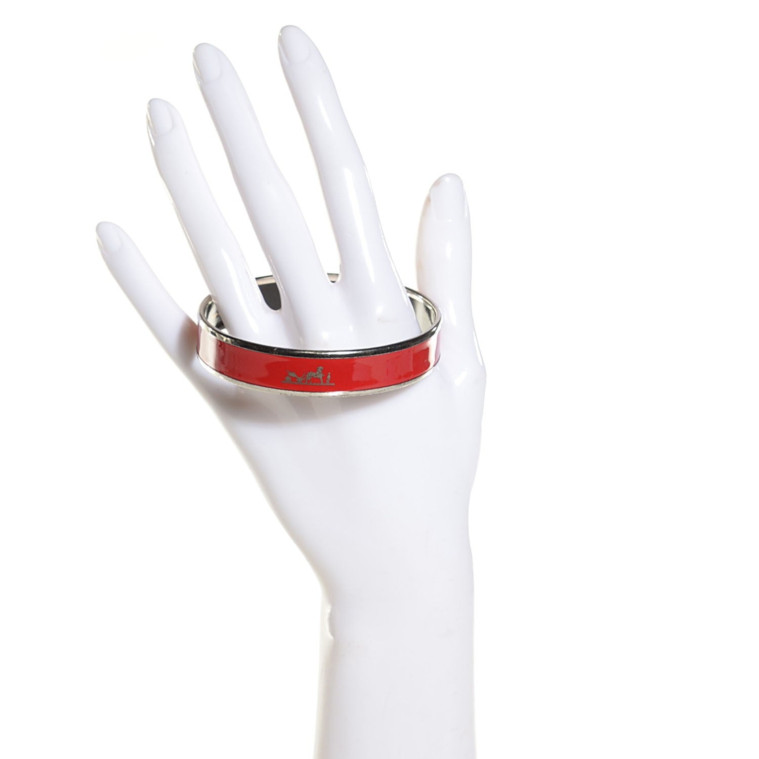 Hermes Enamel Printed Caleche Medium Bracelet 70 Red 6 of 8