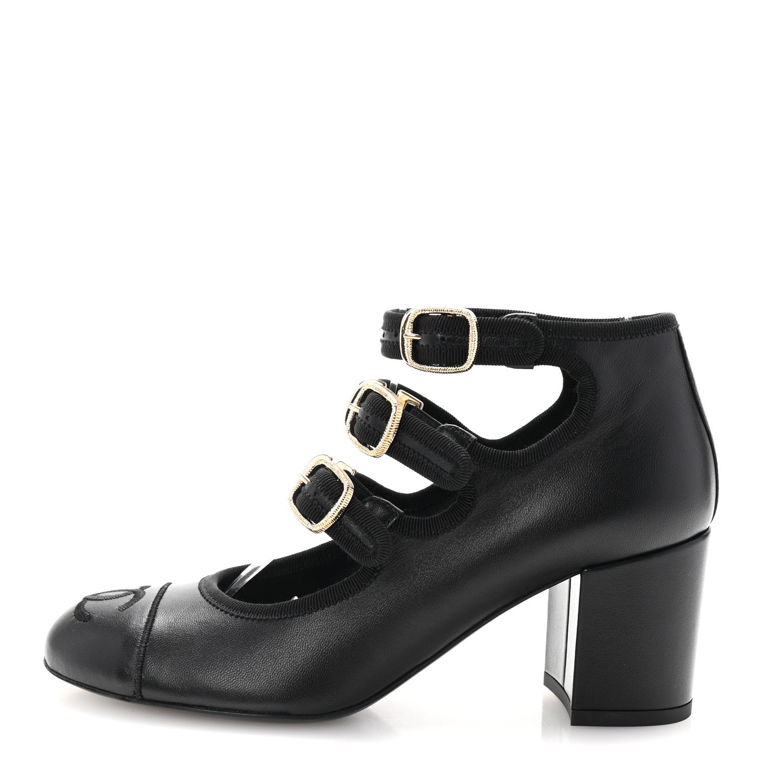 Chanel Lambskin Mary Jane Pumps 37 Black 1 of 10