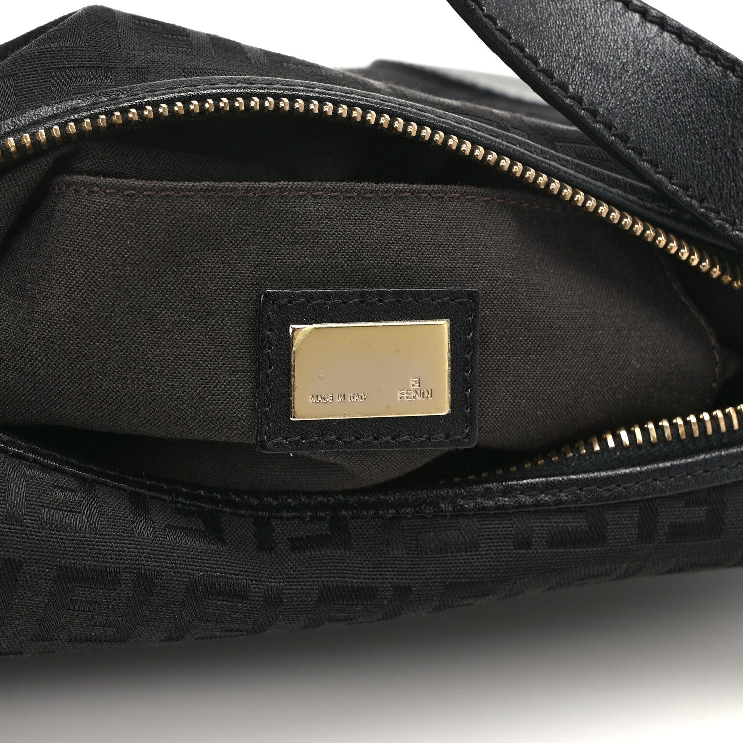 Fendi Zucchino Cuoio Chef Pocket Shoulder Bag Black 6 of 9