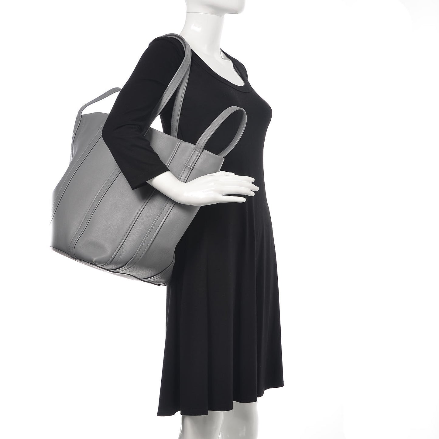 Calfskin Large Laundry Cabas Tote Gris Pyrite