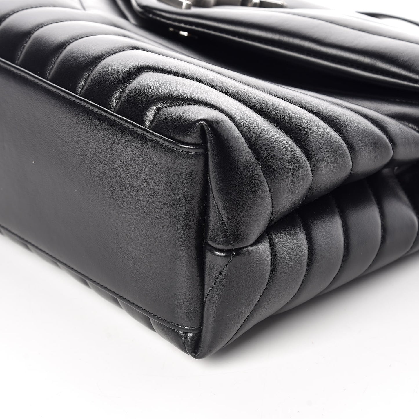 Calfskin Y Quilted Monogram Medium Loulou Chain Satchel Black