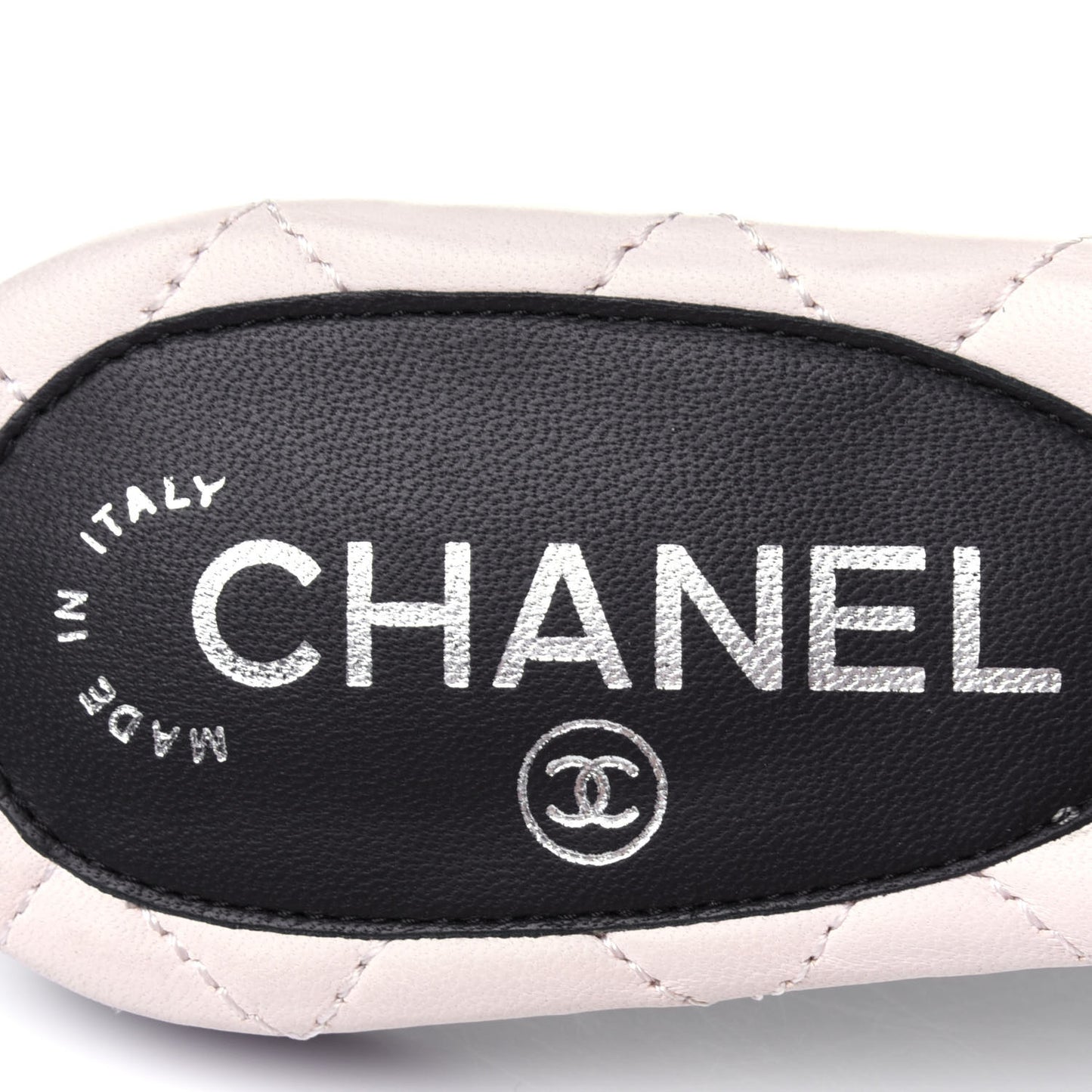 Goatskin Lambskin Quilted CC Sandal Mules 37.5 Black White