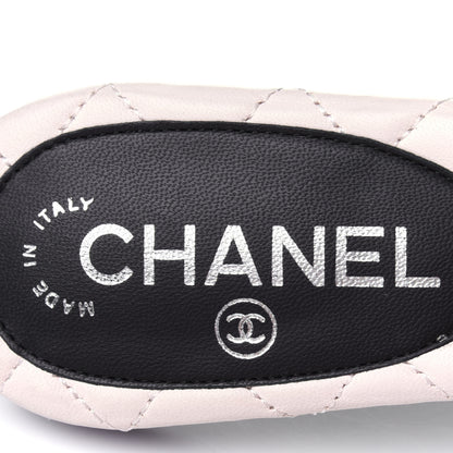 Chanel Goatskin Lambskin Quilted CC Sandal Mules 37.5 Black White 8 of 12