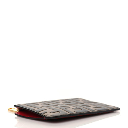 Fendi Vitello Cruise F is Fendi Bi-Color FF 1974 Embossed Key Case Pouch Maya Black Fragola 4 of 8