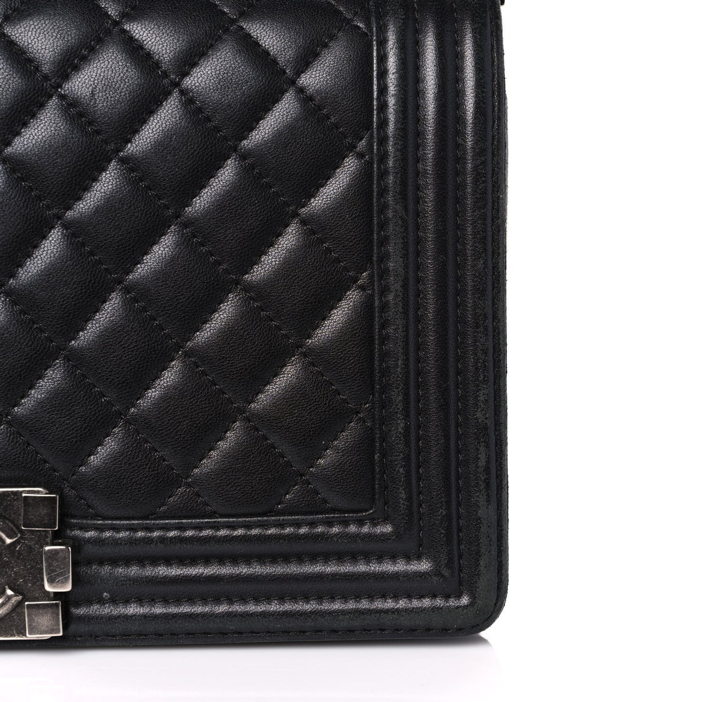 Lambskin Quilted Medium Boy Flap Black