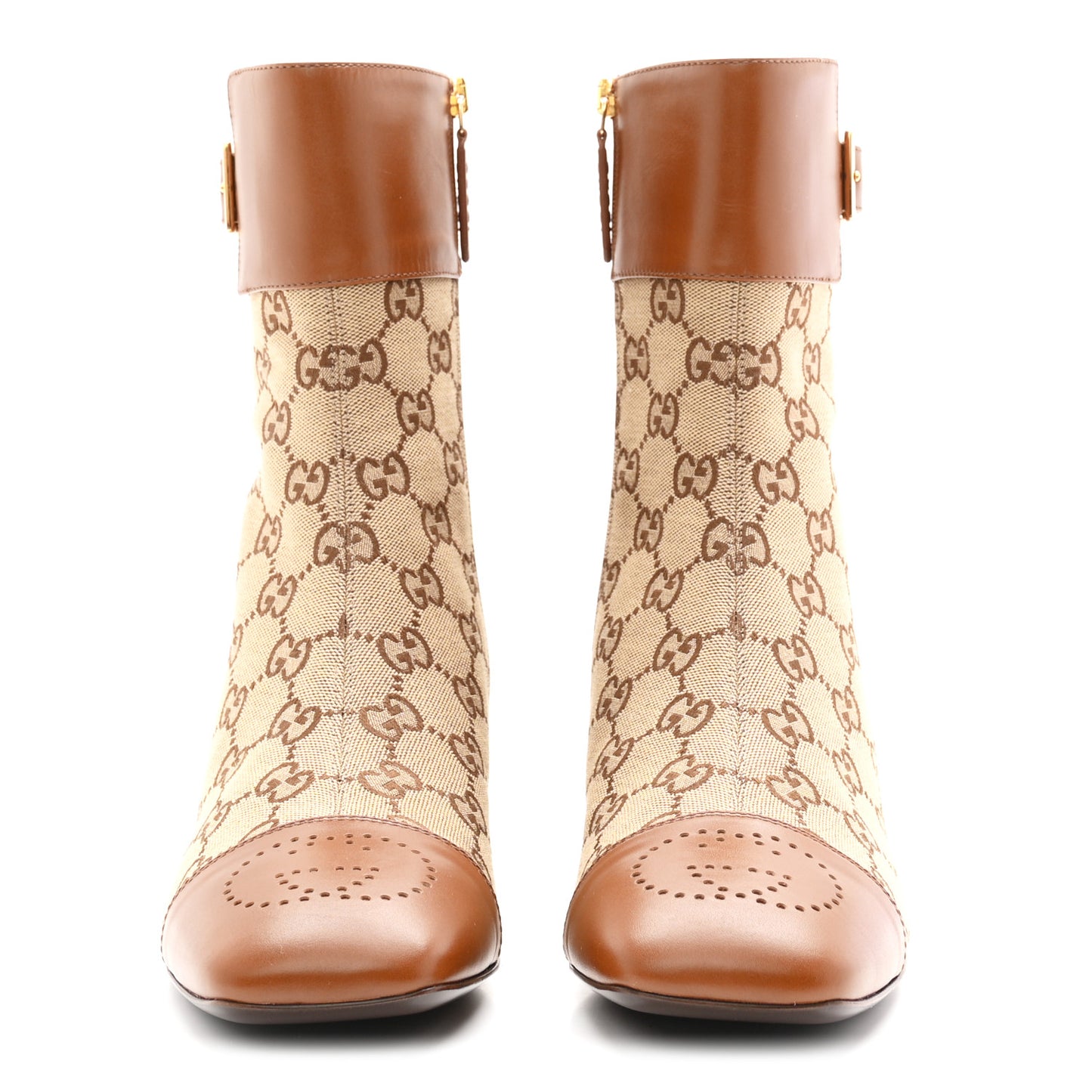 Monogram Cordovan Lux GG Ankle Boots 40.5 Beige Cuir