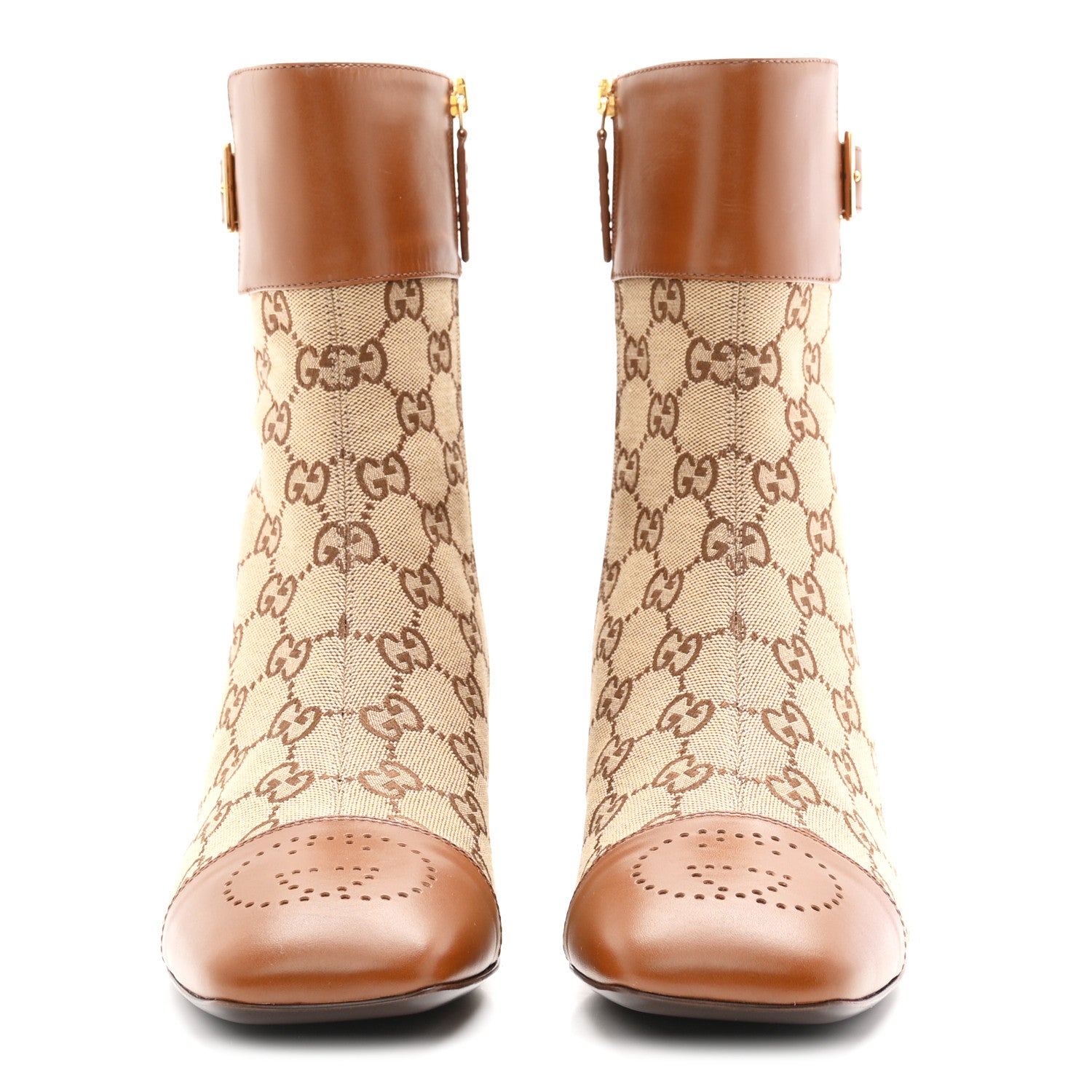 Gucci Monogram Cordovan Lux GG Ankle Boots 40.5 Beige Cuir 3 of 10