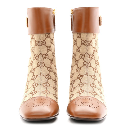 Gucci Monogram Cordovan Lux GG Ankle Boots 40.5 Beige Cuir 3 of 10