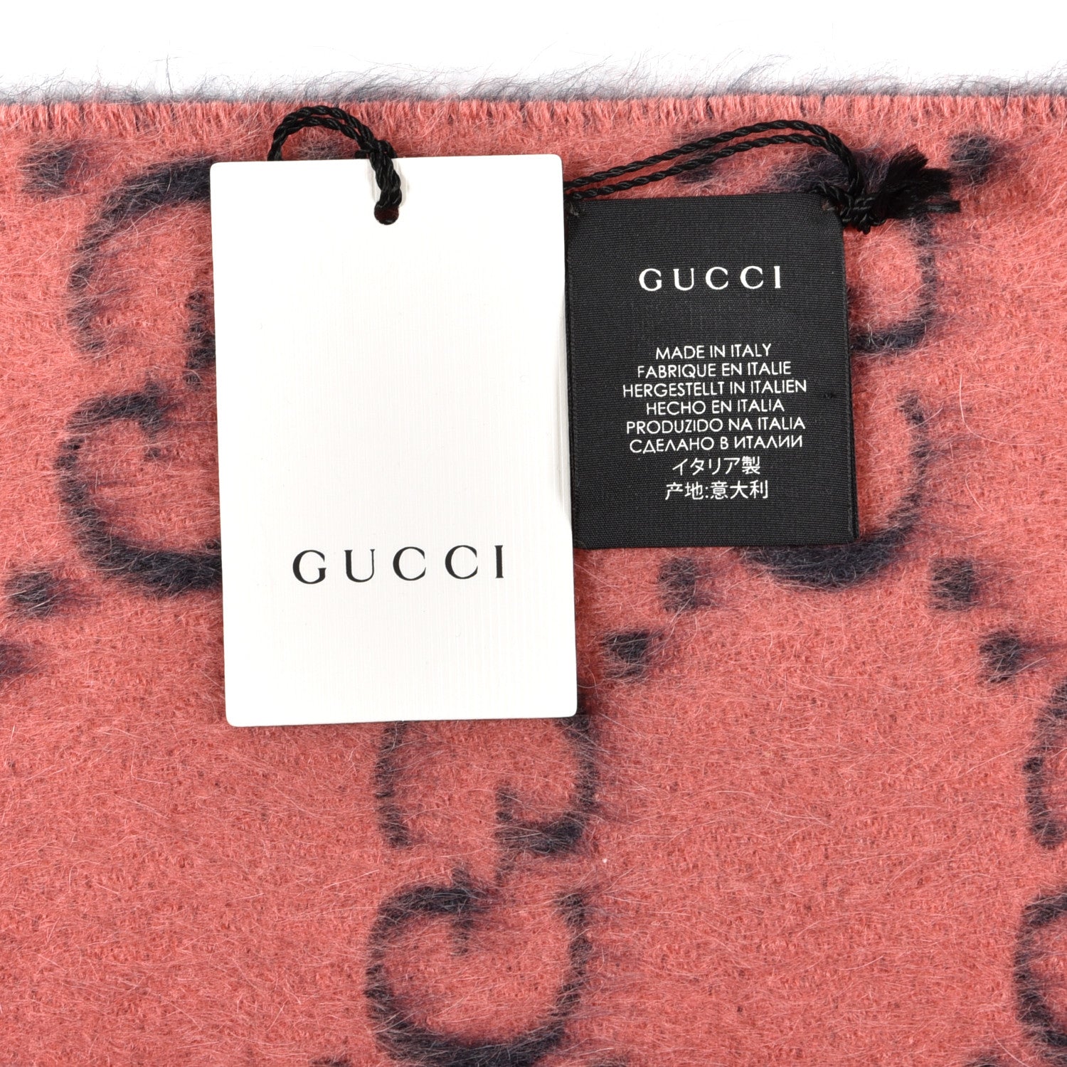 Gucci Wool Alpaca GG Monogram Lady Big GG Rock Scarf Graphite Pink 4 of 5