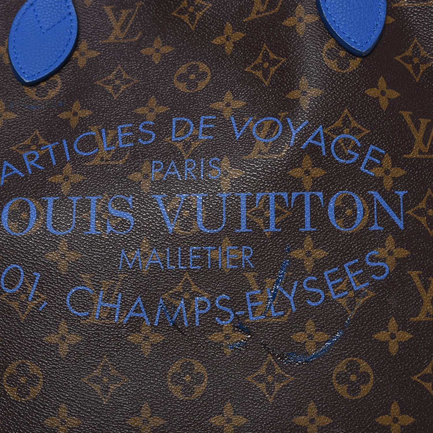 Louis Vuitton Monogram Articles de Voyage Ikat Neverfull MM Grand Blue 9 of 24
