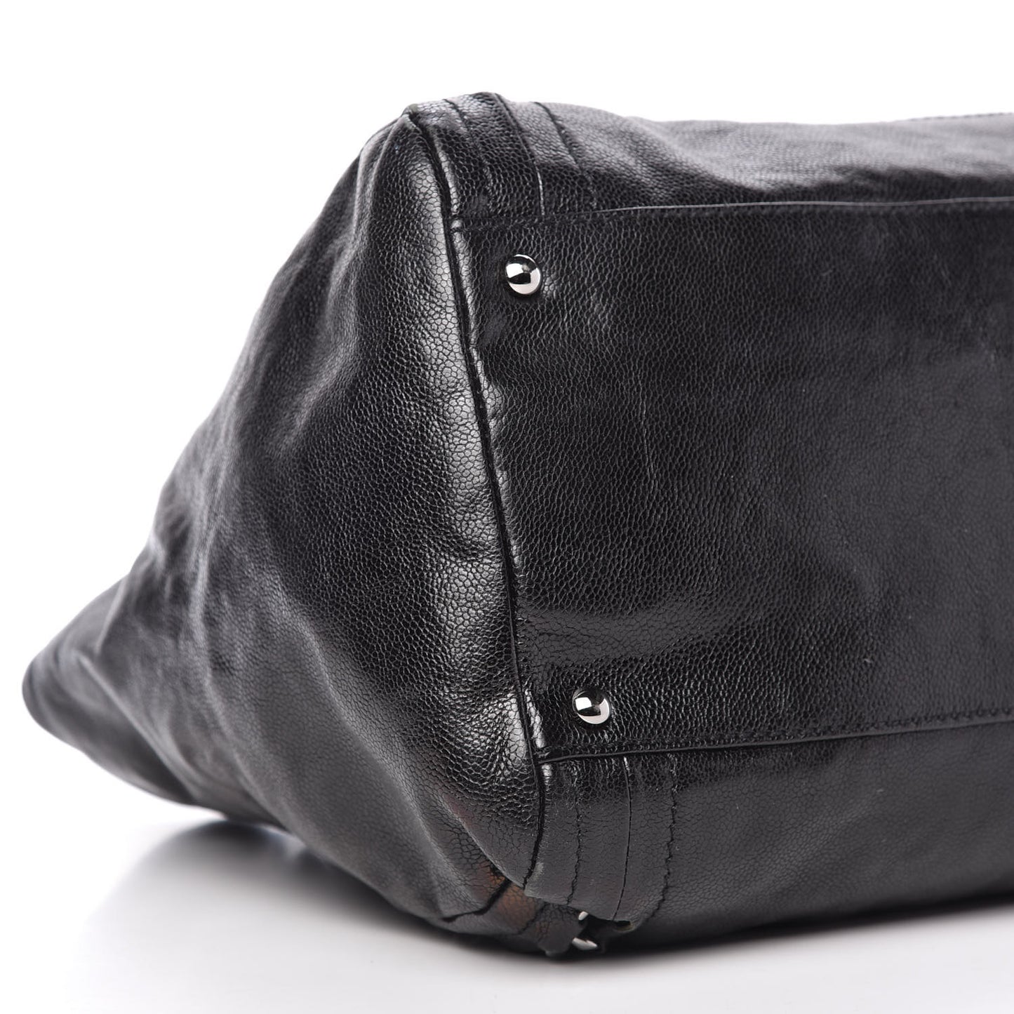 Glazed Caviar East West Modern Chain Tote Black