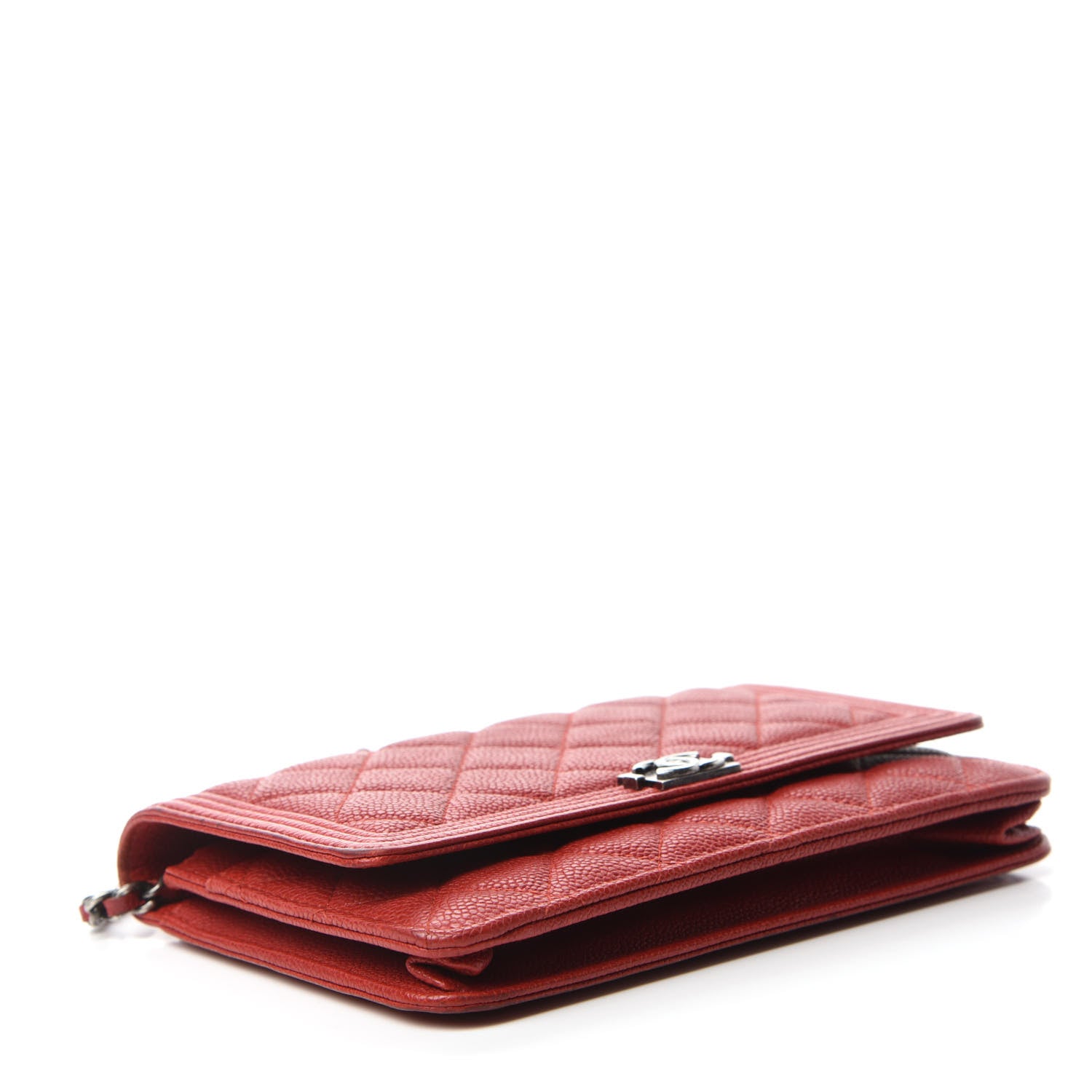 Chanel Caviar Quilted Boy Wallet On Chain WOC Red 4 of 13