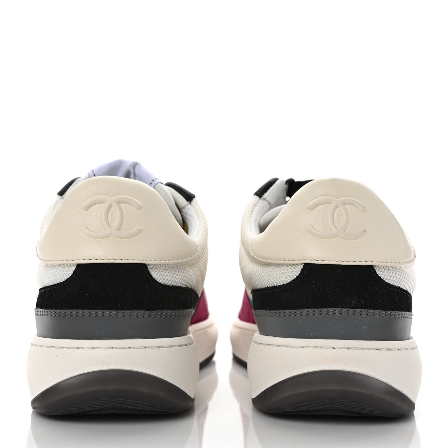Fabric Suede Calfskin CC Sneakers 39.5 White Purple Black