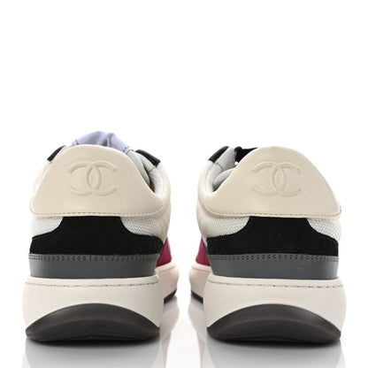 Chanel Fabric Suede Calfskin CC Sneakers 39.5 White Purple Black 5 of 9