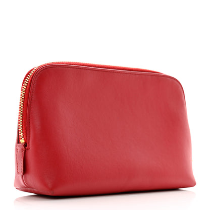 Saint Laurent Calfskin Cosmetic Case New Red 3 of 9