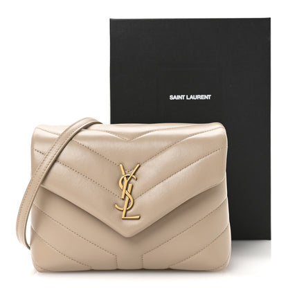 Saint Laurent Calfskin Y Quilted Monogram Toy Loulou Crossbody Bag Dark Beige 11 of 11
