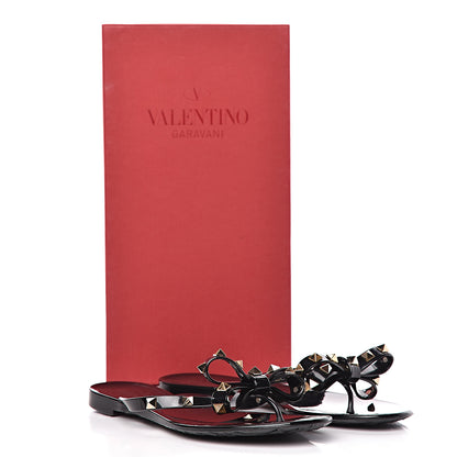 Valentino Garavani PVC Jelly Rockstud Bow Thong Sandals 37 Black 8 of 8