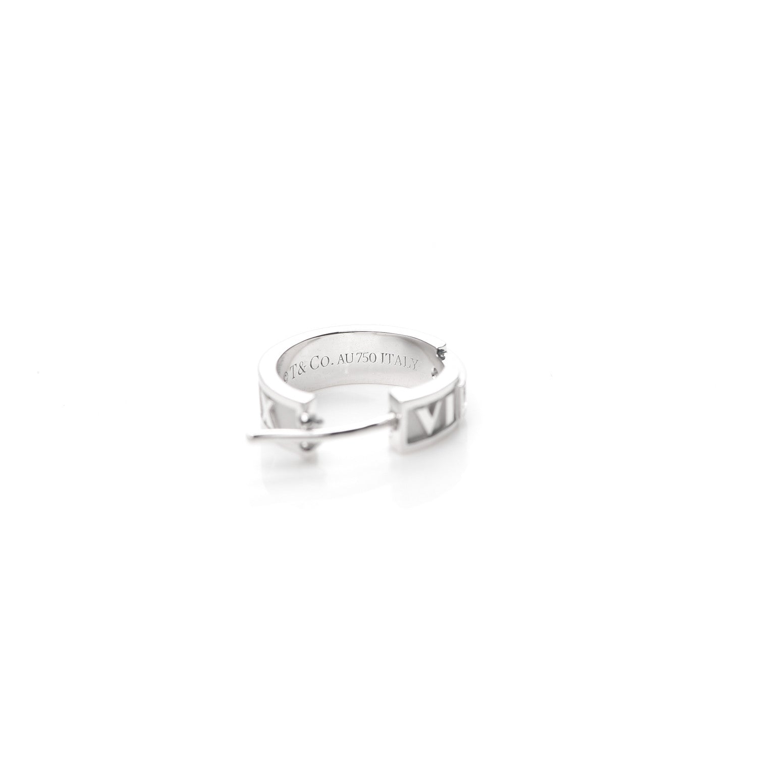 Tiffany 18K White Gold Diamond Atlas Hoop Earrings 4 of 5