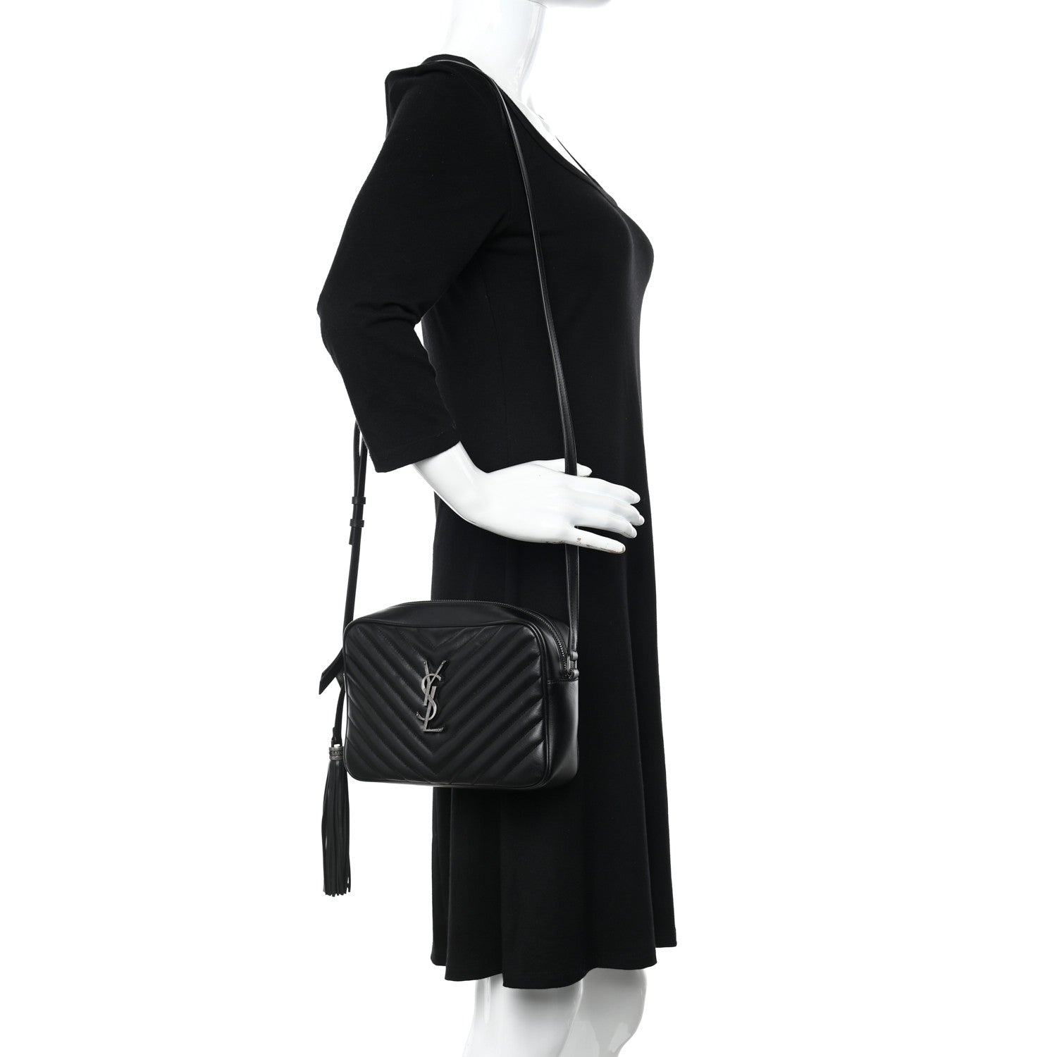 Saint Laurent Calfskin Matelasse Monogram Lou Camera Bag Black 2 of 10