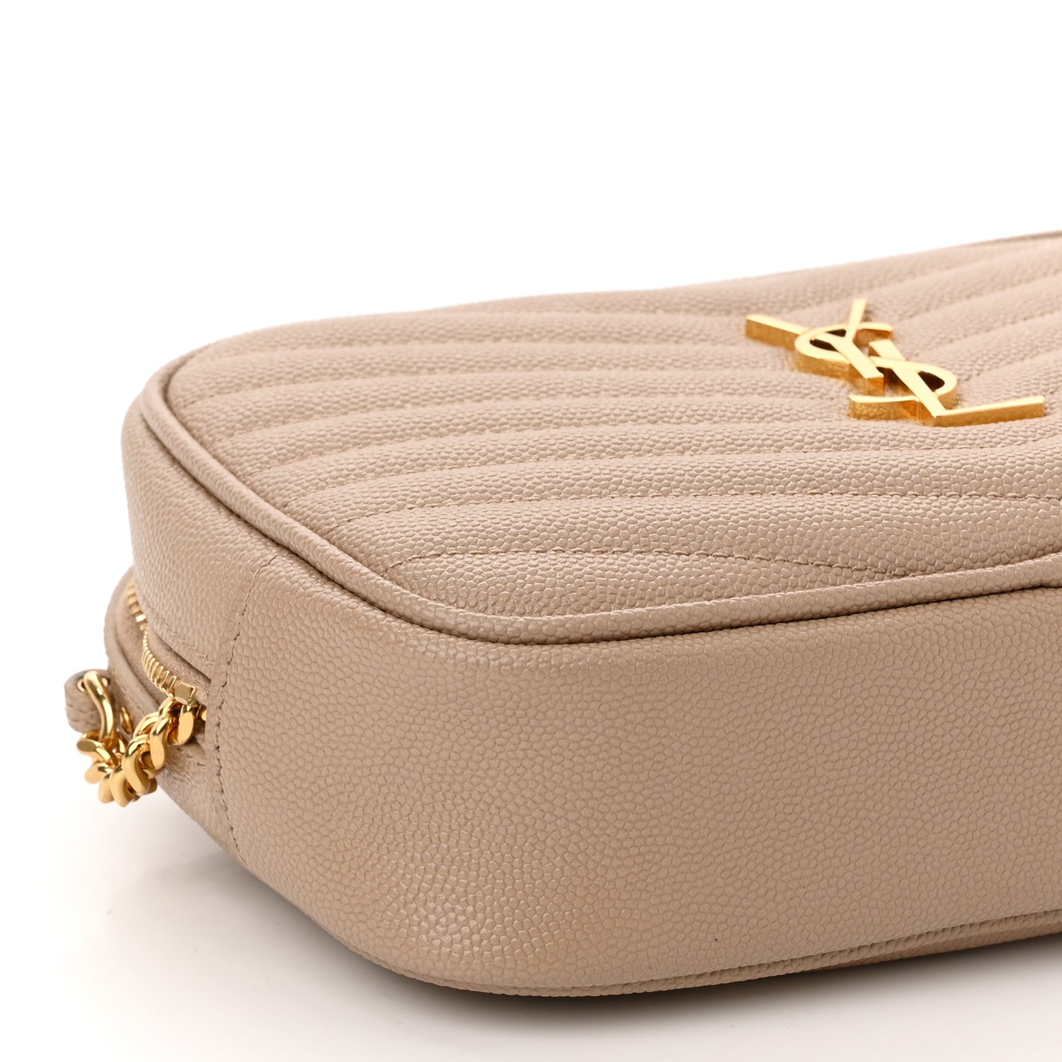 Saint Laurent Grain De Poudre Matelasse Monogram Mini Lou Camera Bag Dark Beige 9 of 10