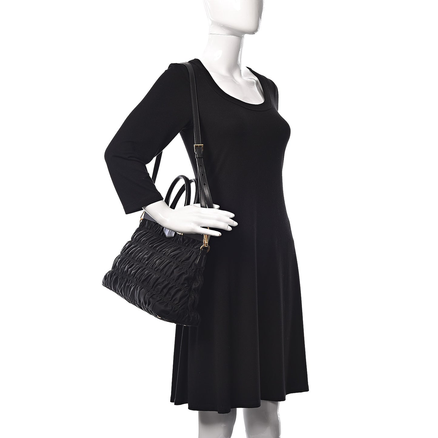 Tessuto Nylon Gaufre Tote Black