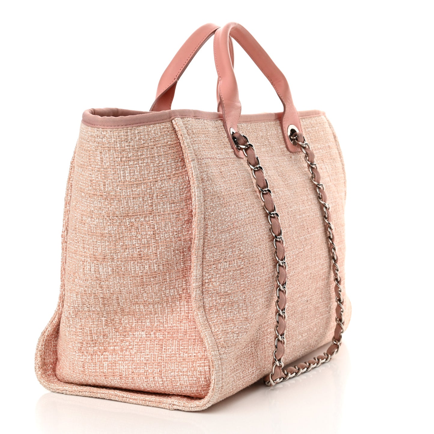 Straw Lurex Large Deauville Tote Pink