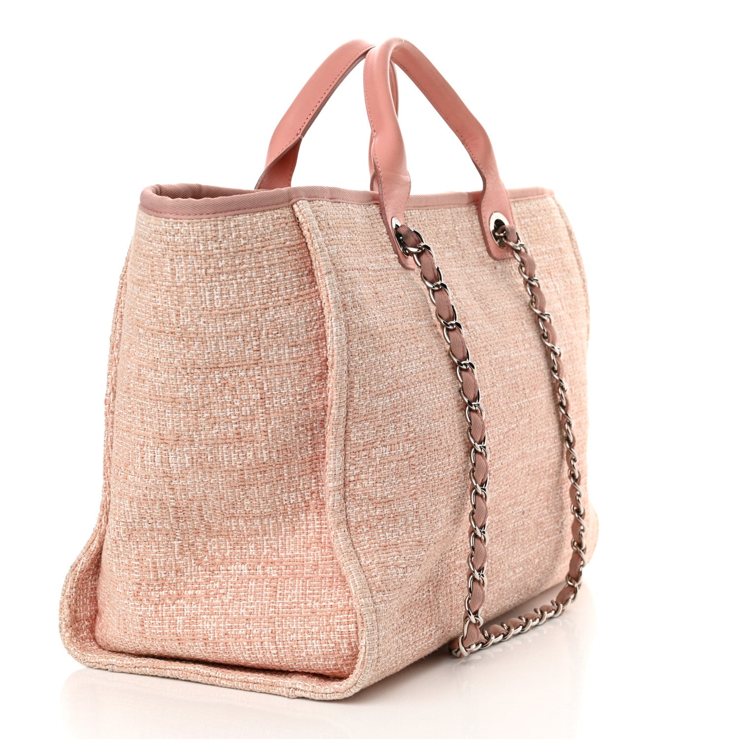 Chanel Straw Lurex Large Deauville Tote Pink 3 of 17