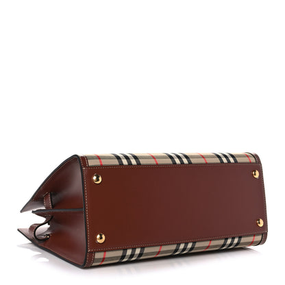 Burberry Calfskin Vintage Check Two Handle Title Bag Archive Beige 4 of 10