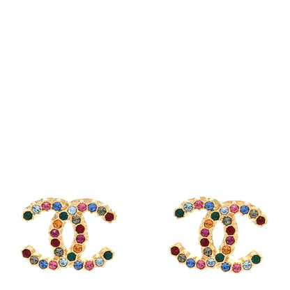 Chanel Crystal CC Earrings Gold Multicolor 1 of 4