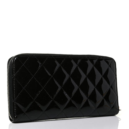 Chanel Patent Quilted Brilliant Zip Around Wallet Black 2 of 6