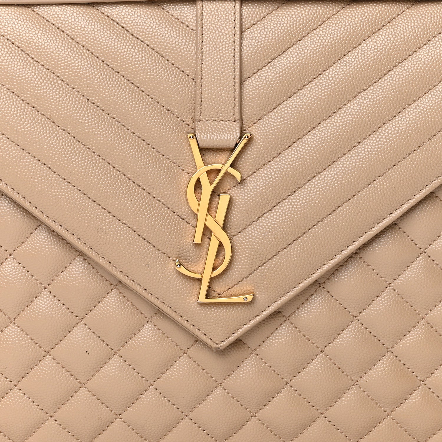 Saint Laurent Grain De Poudre Mixed Matelasse Large Triquilt Monogram Satchel Nude Powder 8 of 11