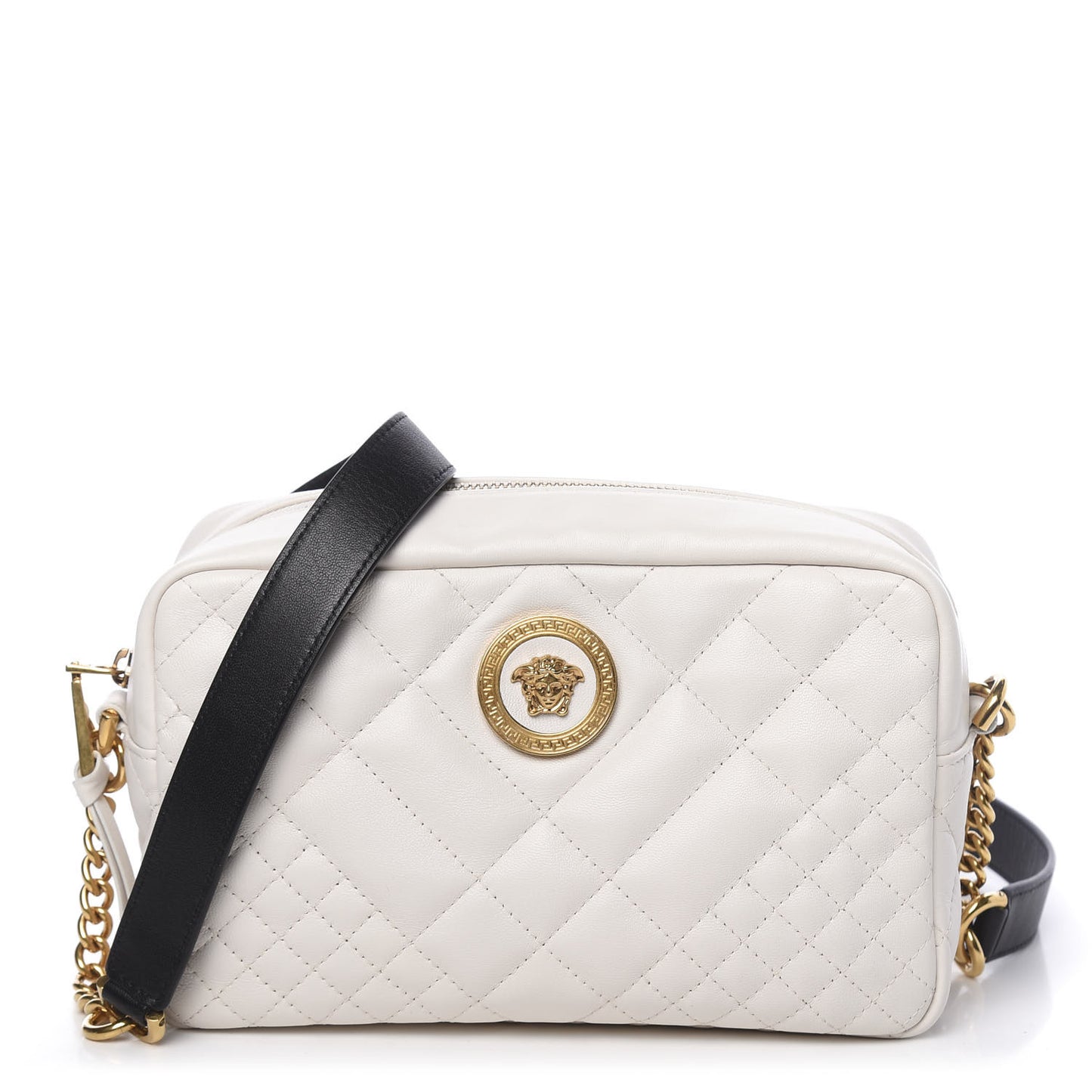 Nappa Quilted Medusa Tribute Camera Bag White