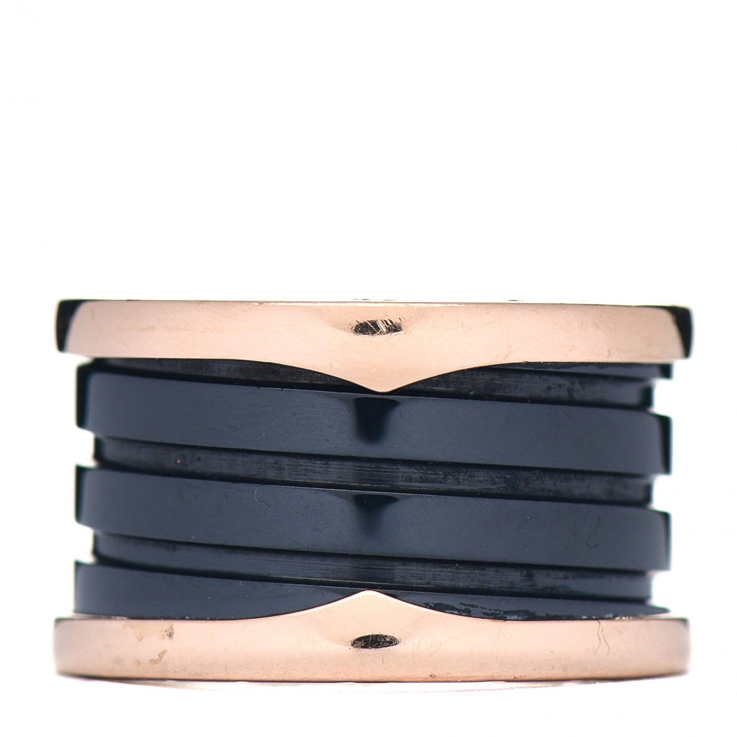 18K Rose Gold Black Ceramic B.Zero1 Four-Band Ring 50 5.5