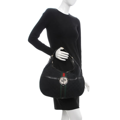 Gucci Monogram Web GG Reins Hobo Black 2 of 7