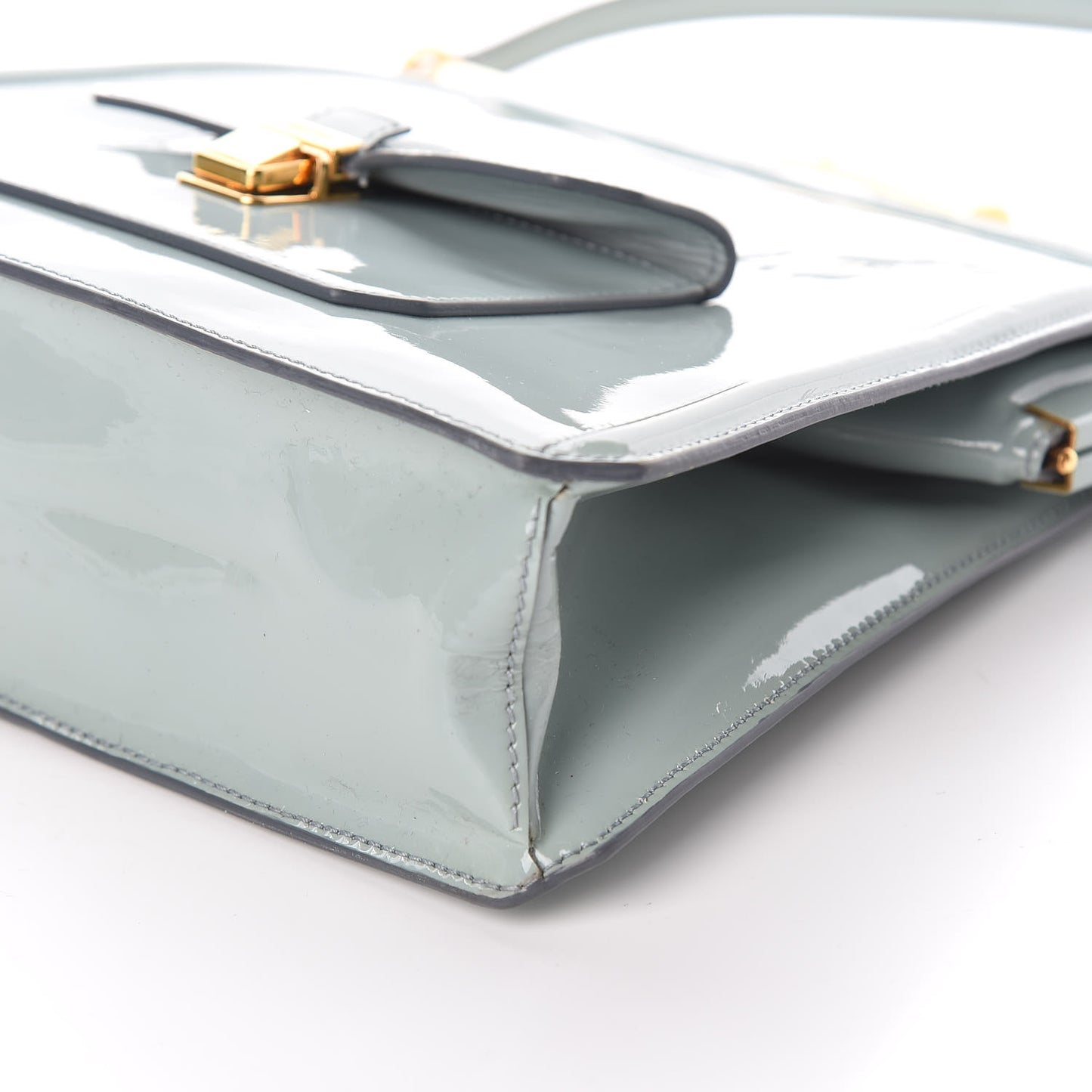 Patent Top Handle Bag Blue