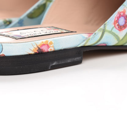 Gucci X UNSKILLED WORKER Calfskin Flora Painted Womens Princetown Slippers 40 Cloudy Blue Multicolor 9 of 11