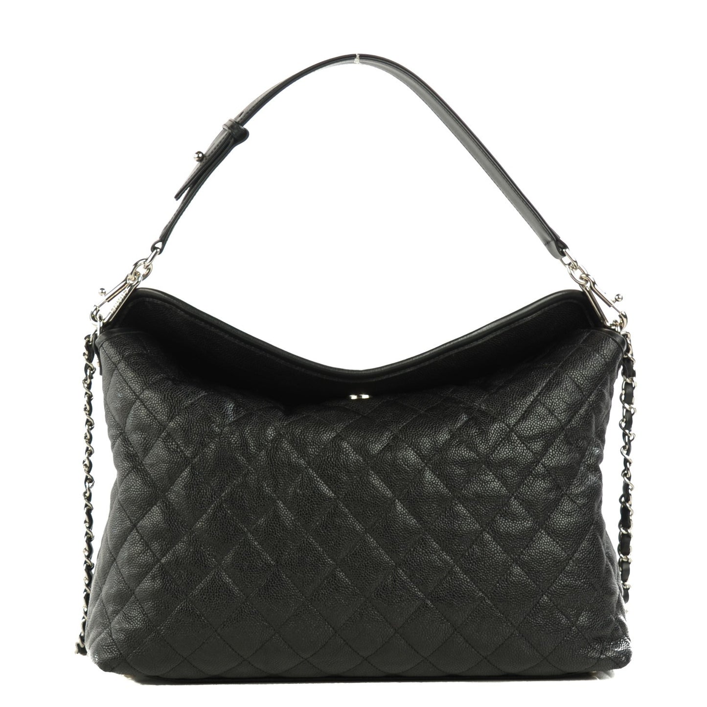 Caviar Quilted French Riviera Hobo Black