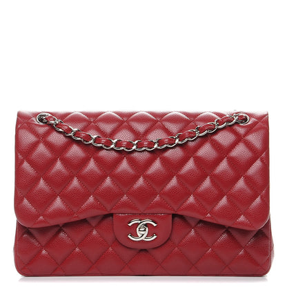 Chanel Caviar Quilted Jumbo Double Flap Red 1 of 8