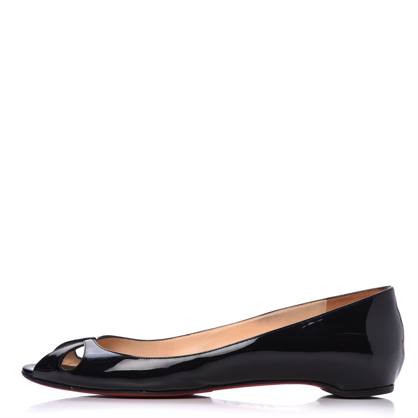 Patent Croisette Peep Toe Flats 40 Black