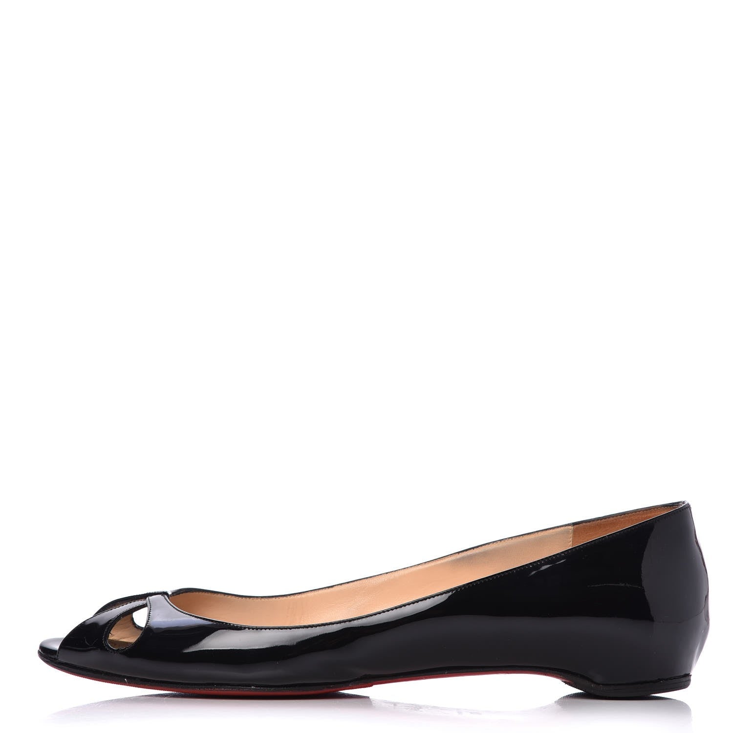 Christian Louboutin Patent Croisette Peep Toe Flats 40 Black 1 of 14