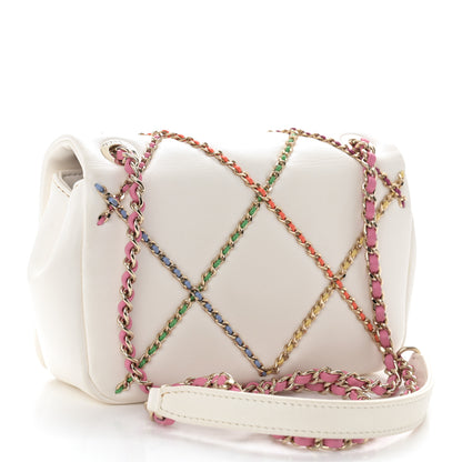 Chanel Lambskin Small Entwined Chain Flap White Multicolor 3 of 11